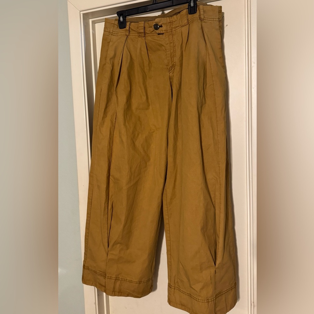 Free People Tan Chinos Relaxed Wide-Leg